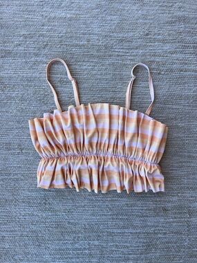 Kortni Jeane  Peachy Stripe Ruffle Top Size Small